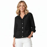 Soft Raw-Edge Linen Blend Button Front Jacket - 41552