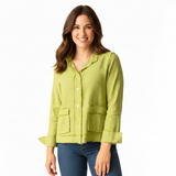 Soft Raw-Edge Linen Blend Button Front Jacket - 41552