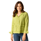 Soft Raw-Edge Linen Blend Button Front Jacket - 41552