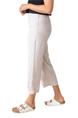 Summer Breeze Button Trim Capri in Oatmeal - 41576-OAT - Sizes XS & M