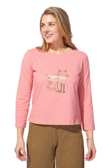 Cat Cotton Slub Boxy Tee - 41725