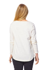 Cat Lover Cotton Slub V-Neck Top in Ivory - 41726-IVO