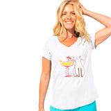 Cocktail Kitty V-Neck Short Sleeve Tee - 41800