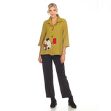 Textured Button-Front Shirt Jacket in Kiwi - 3542-KW