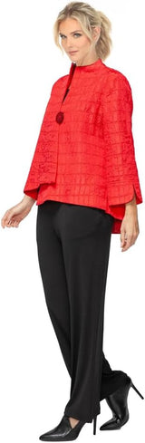 Elegant Textured One-Button Jacket in Red - 6288J-RD