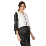 Graphic Mixed Print Colorblock Top in Black & White - 4209