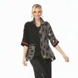 Mixed Dot & Stripe Colorblock Shirt Jacket - 4261