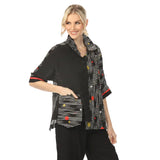 Mixed Dot & Stripe Colorblock Shirt Jacket - 4261