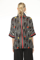 Mixed Dot & Stripe Colorblock Shirt Jacket - 4261