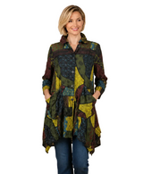 Just In! Abstract Print Textured Tunic in Kiwi Multi - 4296-KW