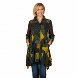 Just In! Abstract Print Textured Tunic in Kiwi Multi - 4296-KW