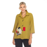 Textured Button-Front Shirt Jacket in Kiwi - 3542-KW