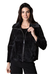 Textured Sherpa Zip Jacket in Black - 43161