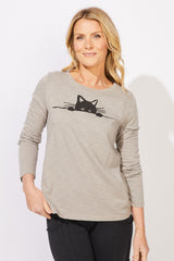 Sneaky Cat Crew Tee — citron