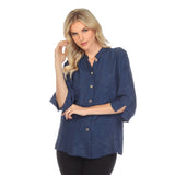 Citron Solid Navy Silk Blend Blouse - 1213SSN