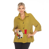 Textured Button-Front Shirt Jacket in Kiwi - 3542-KW