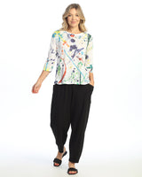 "Splash" Abstract Print Burnout Top - 44-2074 - Sizes L & XL