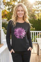 Sunburst Floral Tee — black