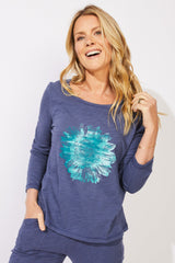 Sunburst Floral Tee — black