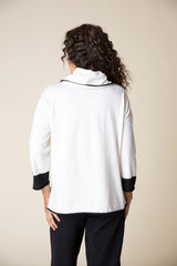 Cotton Buttery Knit Tipped Cowl Pullover - 82411 - Size L Only!