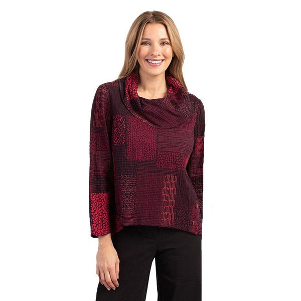 Habitat Crinkle Abstract-Print Top in Cranberry - 44747-CNB - Size XXL Only!