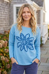 Destination Fleece Shibori Floral Pullover — harbor