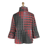 Modern Grid-Print Short Peplum Jacket - 4946-RD - Size L Only!