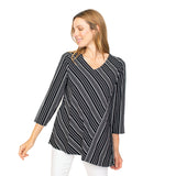 City Stripe Angled V-Neck Tunic in Black - 55130 - Size L Only!
