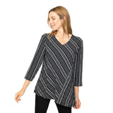 Mixed Diagonal Stripe Tunic in Black & White - 55130 - Size L Only!