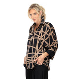 Bold Geometric-Print Blouse in Tan/Black - 7195T-TN