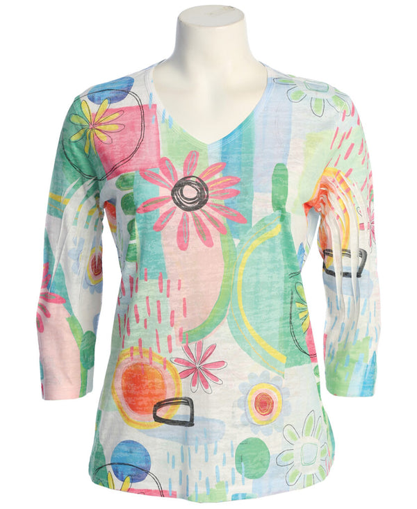 Jess & Jane "Sunny" Abstract Sublimation Burnout Top - 45-1890