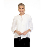 Asymmetric Textured Jacket in White - 4507J-WHT