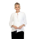 Asymmetric Textured Jacket in White - 4507J-WHT