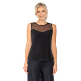 Mesh Shoulder Sleeveless Top in Black - 4689T-BK