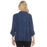 Citron Solid Navy Silk Blend Blouse - 1213SSN