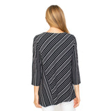 City Stripe Angled V-Neck Tunic in Black - 55130 - Size L Only!