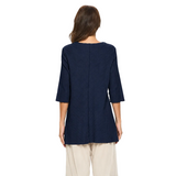 Diagonal Rib Lightweight Tunic in Navy - CS390-NVY