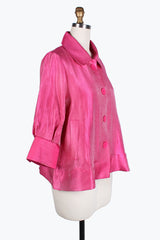 Shimmer Button Front Jacket in Fuchsia - 4741-FS