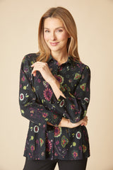 Crinkle Cotton Floral Shaped Shirt - 48023