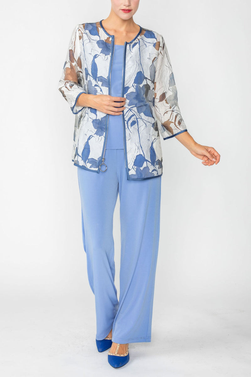 IC Collection Sheer Floral Jacket in Blue - 4841J-BLU