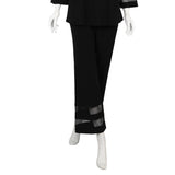 Mesh Trim Palazzo Pant in Black - 4857P- BLK