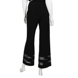 Mesh Trim Palazzo Pant in Black - 4857P- BLK