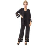 Mesh Trim Open Front Cardigan in Black - 6268J- BLK