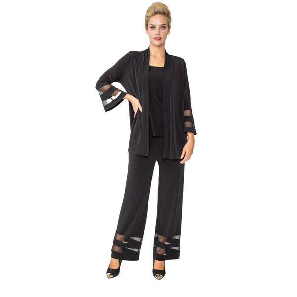 IC Collection Mesh Trim Palazzo Pant in Black - 4857P- BLK