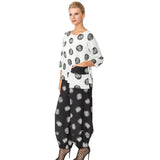 Polka-Dot Print Harem Pant in Black/White - 4863P-BK - Sizes S & XL Only!