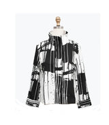 Brushstroke-Print Biker Jacket in Black & White - 4885