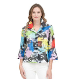 Artful Multicolor Brushstroke Short Jacket- 4892