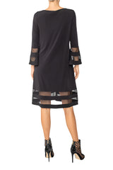 Mesh Trim Dress in Black - 4895D- BLK