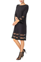 Mesh Trim Dress in Black - 4895D- BLK