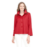 Microsuede Button Front Jacket in Red - 4977-RD
